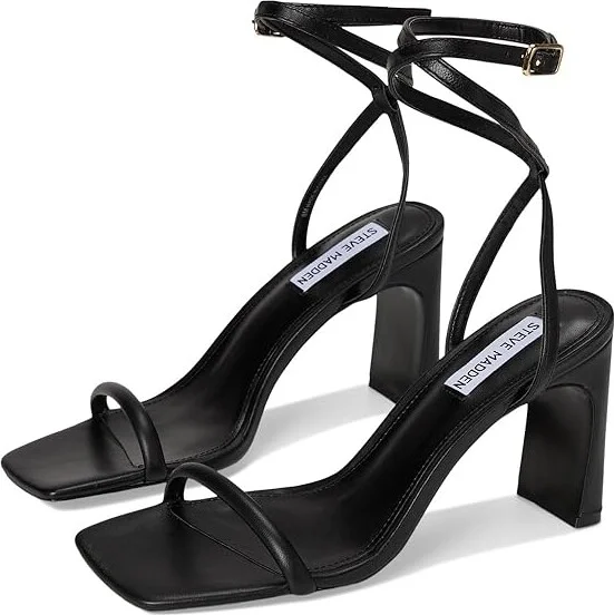 Steve Madden Eryka Women's Sandals Black Leather : 7 M, Rubber/Synthetic
