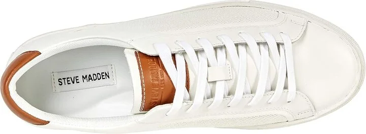 Steve Madden Finneas Men's Shoes White/Cognac Leather : 8 D - Medium - Image 2