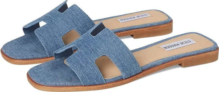 Steve Madden Hadyn Women's Sandals Denim Fabric : 6.5 M, Leather