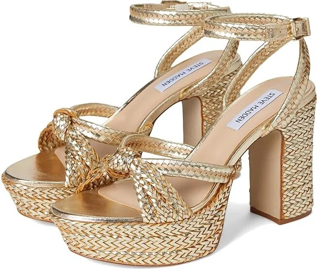 Steve Madden Ibiza Women's Sandals Gold Leather : 9.5 M