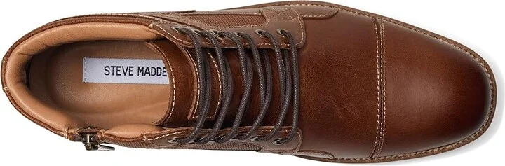 Steve Madden Jotting Men's Boots Dark Tan Leather : 8 D - Medium - Image 2