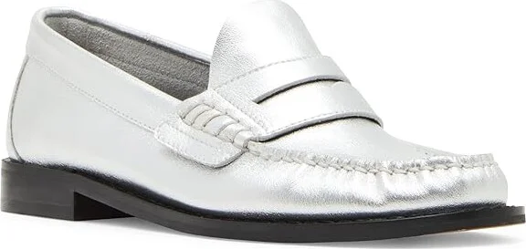 Steve Madden Kingston Women's Flat Shoes Silver Leather : 6 M