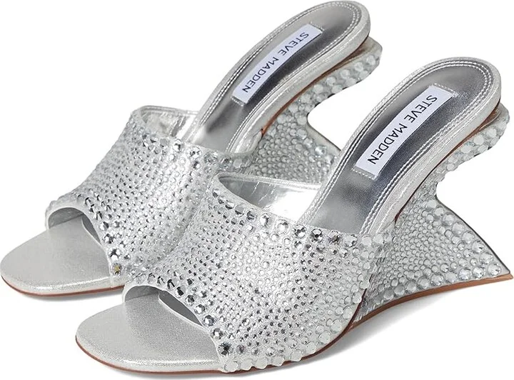 Steve Madden Krash-R High Women's Heels Silver : 7 M, Leather/Textile