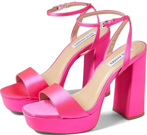 Steve Madden Lessa Sandal Women's Shoes Pink Satin : 7.5 M