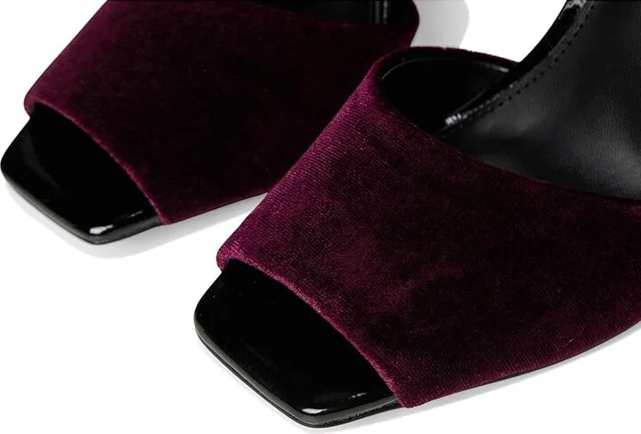 Steve Madden Lilac Women's Sandals Burgundy Velvet : 8.5 M, Leather/Rubber - Image 7
