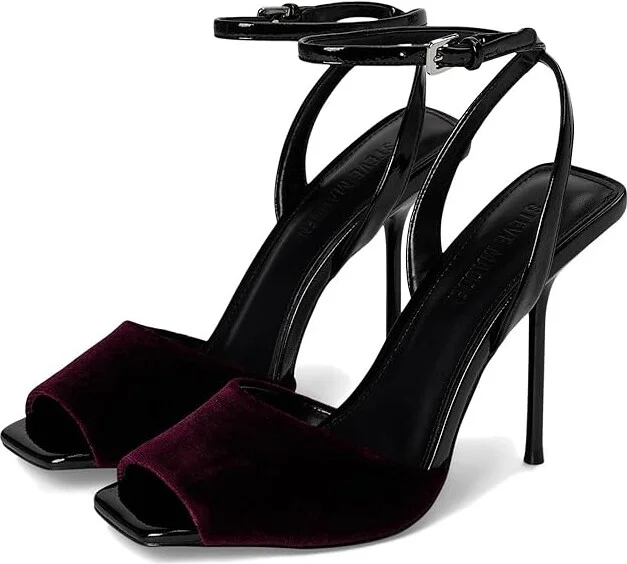 Steve Madden Lilac Women's Sandals Burgundy Velvet : 8.5 M, Leather/Rubber
