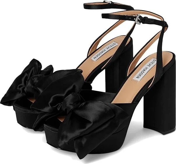 Steve Madden Lively Women's Sandals Black Satin : 5.5 M