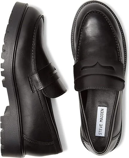 Steve Madden Lotto Loafer Women's Shoes Black : 6.5 M, Synthetic