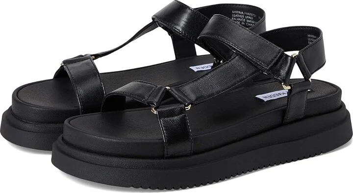 Steve Madden Matina Women's Sandals Black Leather : 9.5 M