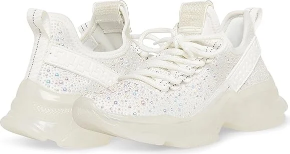 Steve Madden Maxima-P Sneaker Women's Shoes White : 6 M, Synthetic/Textile