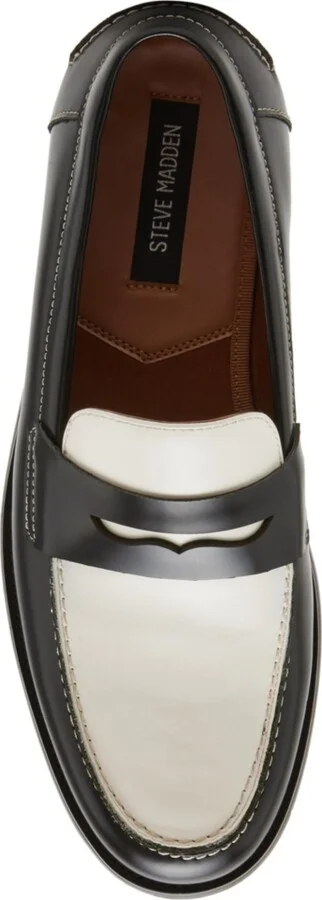 Steve Madden Men's Natan Penny Moc Toe Loafer - Black/White - Image 3