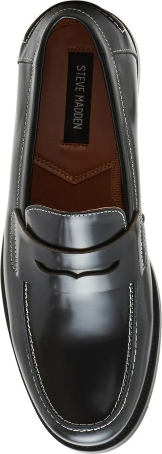 Steve Madden Men's Natan Penny Moc Toe Loafer - Black/White - Image 8
