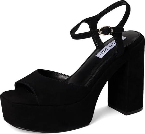 Steve Madden Odina Women's Wedge Shoes Black Suede : 8 M, Leather/Suede - Image 5