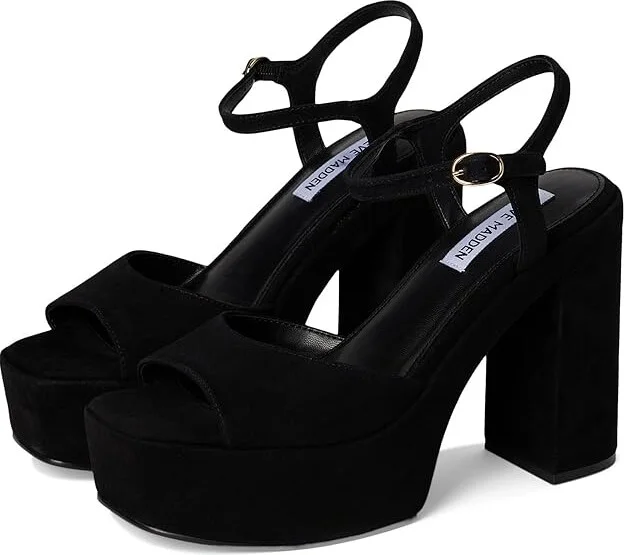 Steve Madden Odina Women's Wedge Shoes Black Suede : 8 M, Leather/Suede