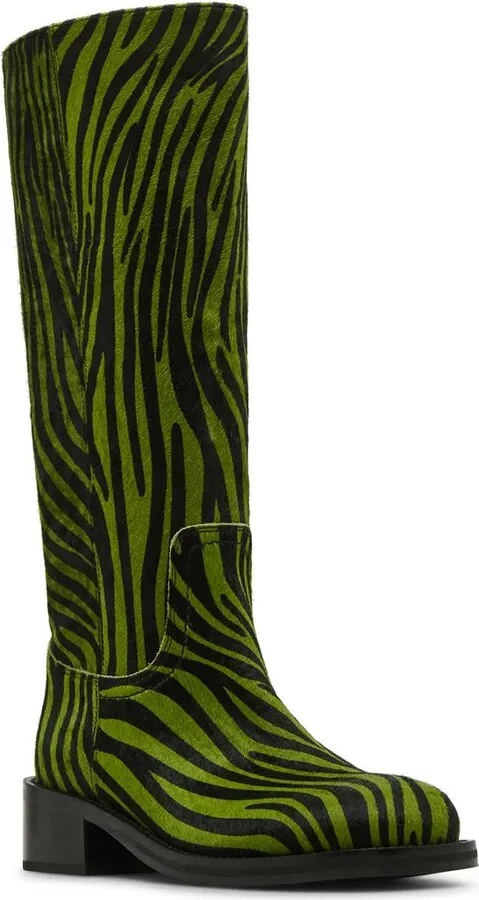 Green/Black Zebra Stripe Calf Hair Leat
