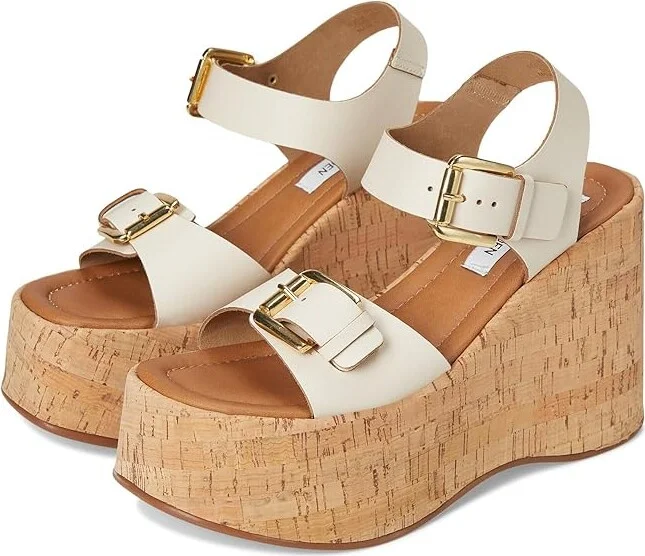 Steve Madden River Women's Sandals Bone Leather : 10 M, Leather/Rubber