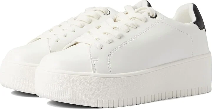 Steve Madden Rockaway Sneaker Women's Shoes White/Black : 7.5 M, Synthetic