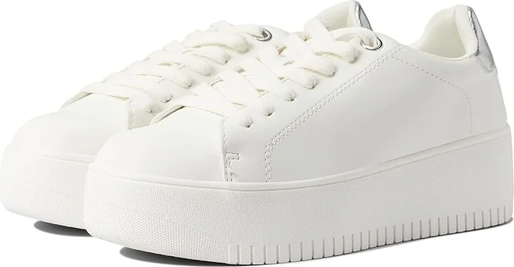 Steve Madden Rockaway Sneaker Women's Shoes White/Silver : 7.5 M, Synthetic