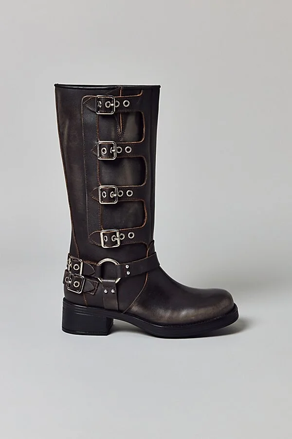 Steve Madden Rocky Buckled Tall Boot in Brown Distressed - Image 2