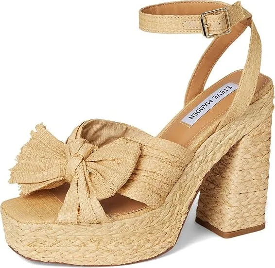 Steve Madden Romey High Women's Heels Natural Raffia : 10 M - Image 5