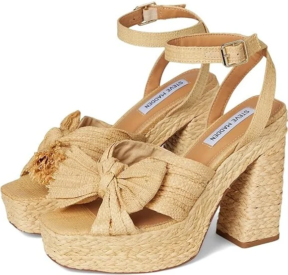 Steve Madden Romey High Women's Heels Natural Raffia : 10 M