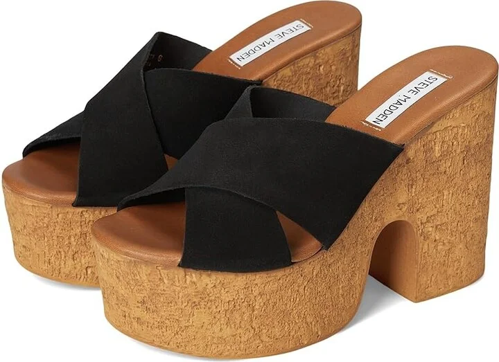 Steve Madden Saffron High Women's Heels Black Suede : 8 M