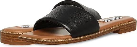 Steve Madden Sandra Sandal Women's Sandals Black Leather : 6 M