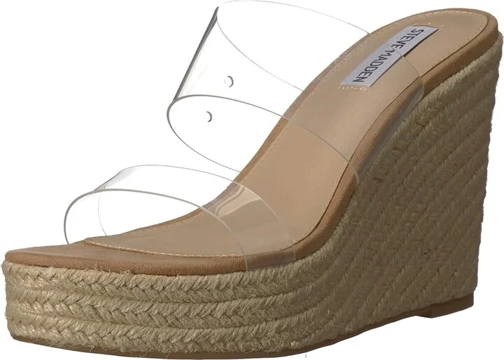 Steve Madden Sunrise Wedge Sandal Women's Shoes Clear : 8.5 M, Synthetic - Image 2