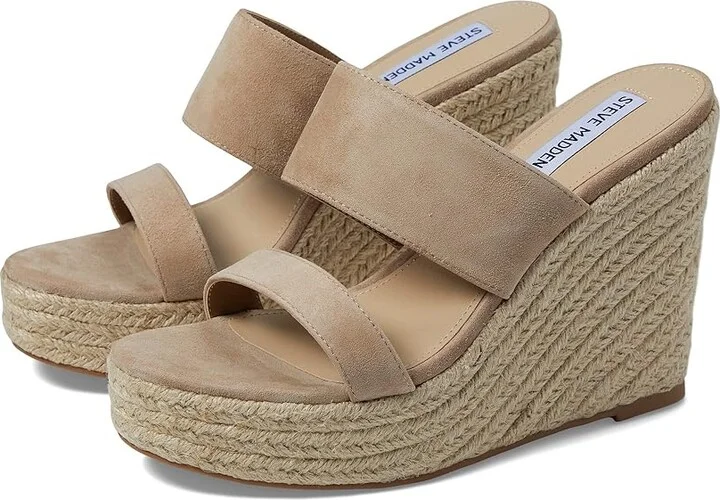 Steve Madden Sunrise Wedge Sandal Women's Shoes Tan Suede : 8.5 M