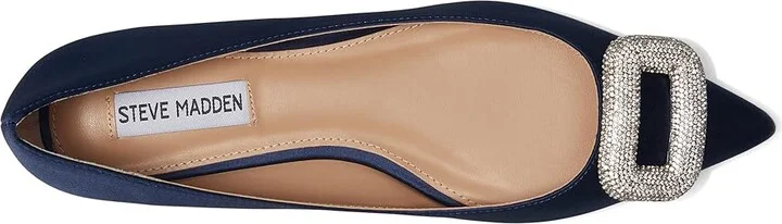Steve Madden Tink Women's Flat Shoes Navy Satin : 7.5 M, Leather/Rubber/Satin - Image 2