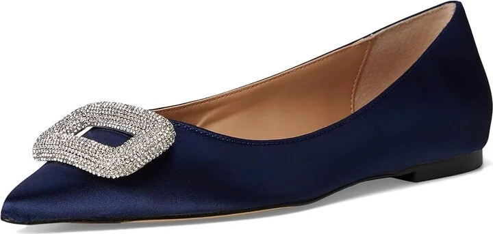 Steve Madden Tink Women's Flat Shoes Navy Satin : 7.5 M, Leather/Rubber/Satin - Image 5