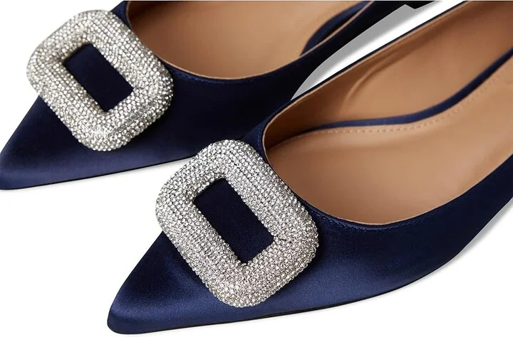 Steve Madden Tink Women's Flat Shoes Navy Satin : 7.5 M, Leather/Rubber/Satin - Image 7
