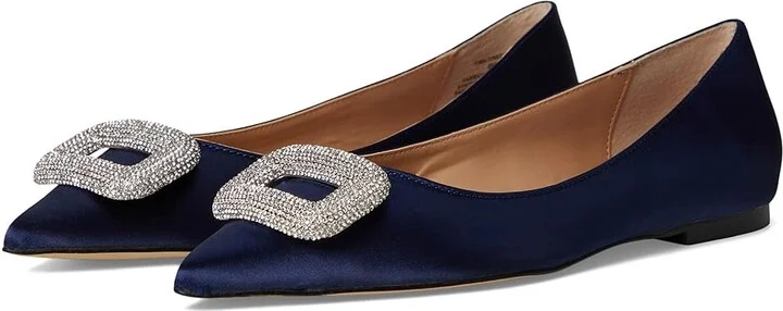 Steve Madden Tink Women's Flat Shoes Navy Satin : 7.5 M, Leather/Rubber/Satin