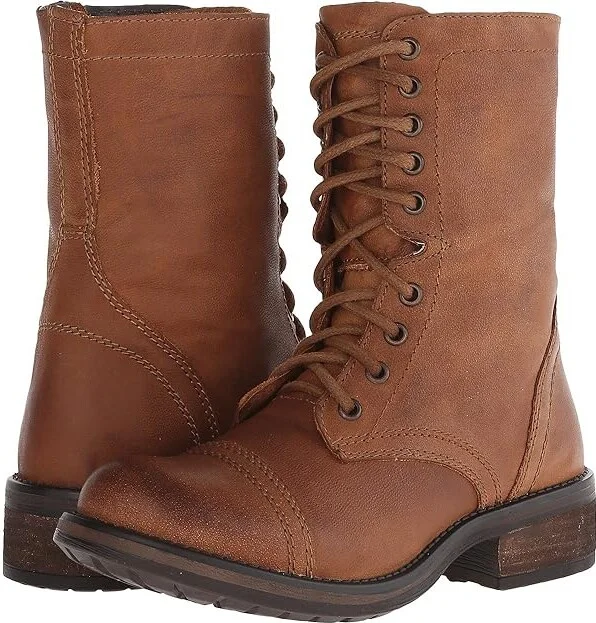 Steve Madden Troopa2.0 Combat Boot Women's Shoes Cognac Leather : 6 M