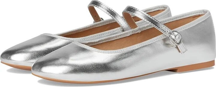 Steve Madden Violette Flat Women's Shoes Silver Metallic : 6 M, Synthetic