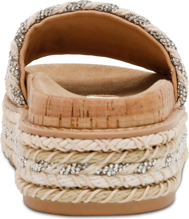 Steve Madden Women's Bellar Raffia Platform Footbed Slide Sandals - Natural Raffia/Rhinestone - Image 3