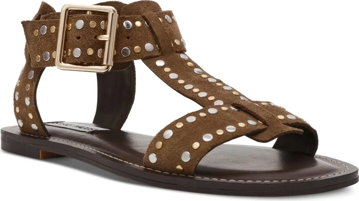 Steve Madden Women's Brazinn-s Studded Flat Gladiator Sandals