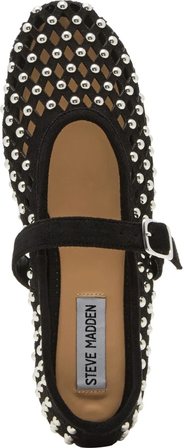 Steve Madden Women's Dreaming Studded Mary Jane Flats - Black/Silver Multi - Image 4