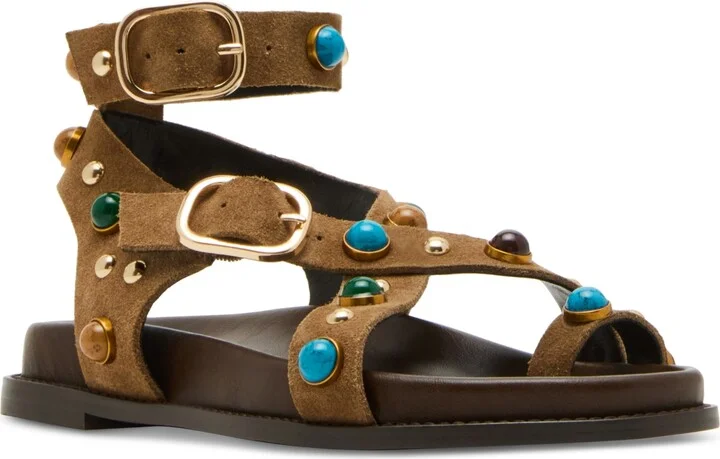 Steve Madden Women's Linear Embellished Strappy Footbed Sandals