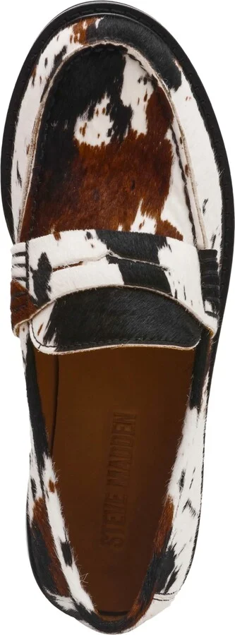 Steve Madden Women's Madison Tailored Loafer Flats - Black Leather/Black Haircalf - Image 8