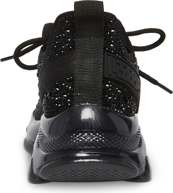 Steve Madden Women's Maxima Rhinestone-Trim Trainer Sneakers - Black/Black Rhinestone - Image 3