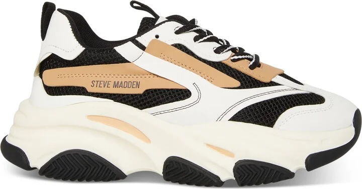 Steve Madden Women's Possession Chunky Lace-Up Sneakers - Black/Tan - Image 2