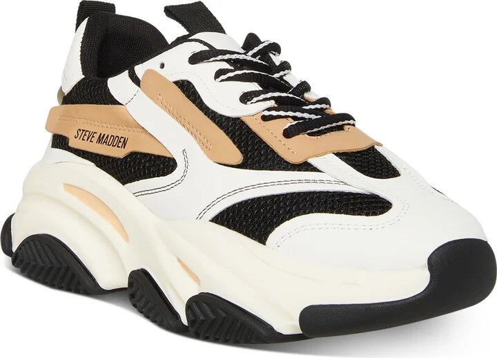 Steve Madden Women's Possession Chunky Lace-Up Sneakers - Black/Tan