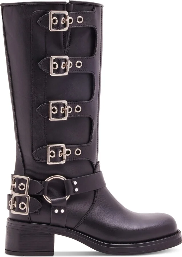 Steve Madden Women's Rocky Knee-High Buckled Moto Boots - Image 2