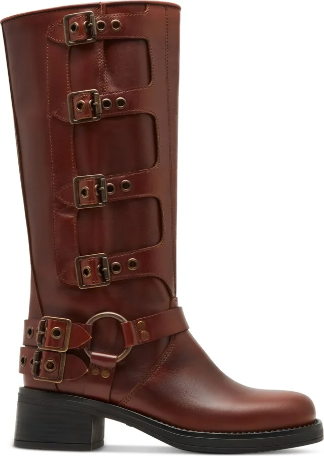 Steve Madden Women's Rocky Knee-High Buckled Moto Boots - Image 6