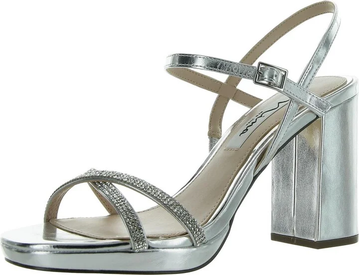 Steven Womens Leather Metallic Block Heel