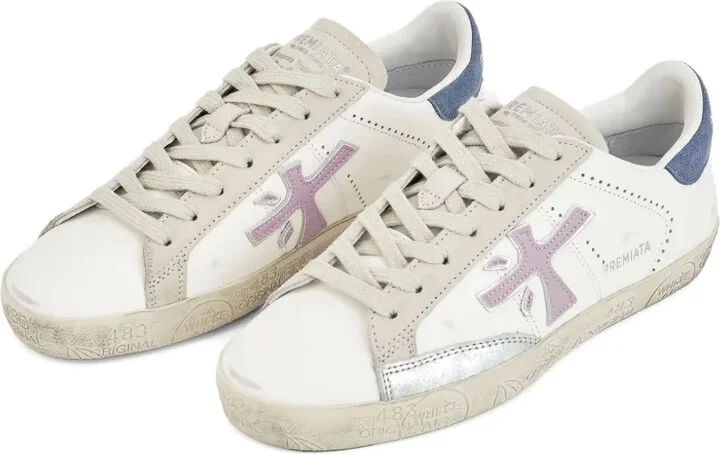 Stevend cross-detail leather sneakers - Image 2