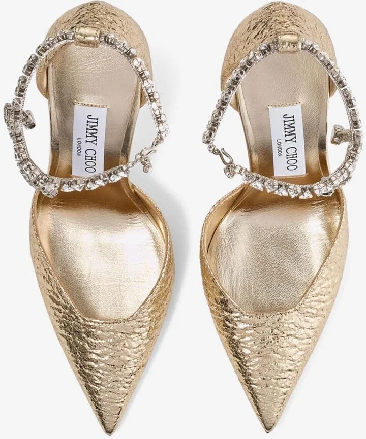Stevie 100 Crystal-Embellished Metallic Pumps - Image 3