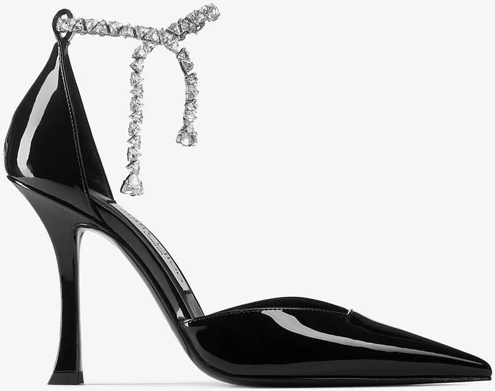 Stevie 100 Crystal-Embellished Pumps in Patent Leather
