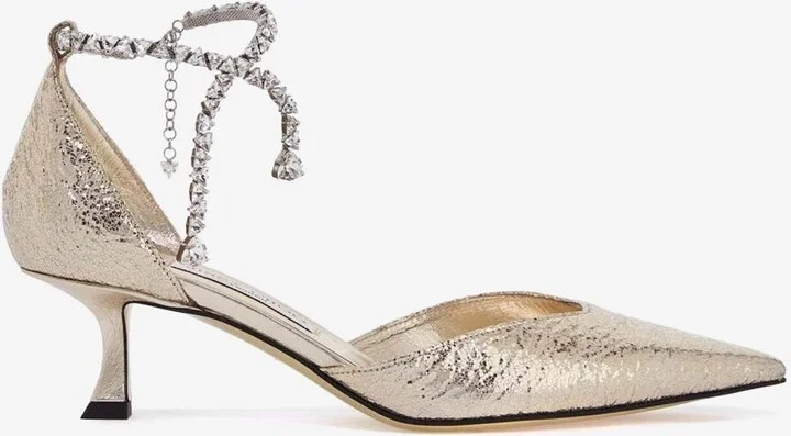 Stevie 50 Crystal-Embellished Metallic Pumps